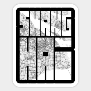 Shanghai, China City Map Typography - Light Sticker